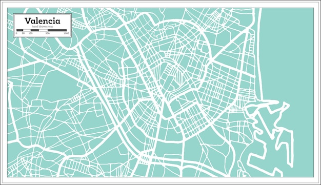 Mapa Da Cidade De Val Ncia Espanha Em Estilo Retro Mapa De Contorno