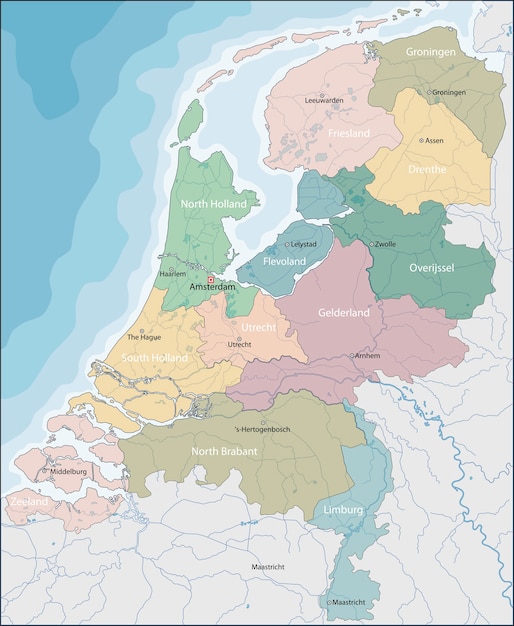 Mapa da holanda | Vetor Premium