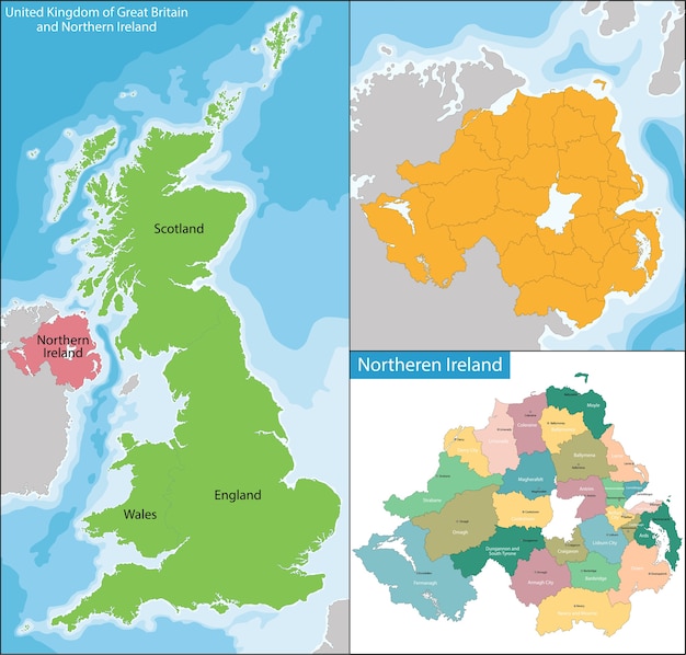 Mapa Da Irlanda Do Norte Vetor Premium 3229