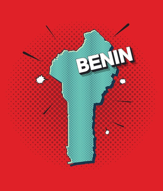 Mapa Da Pop Art De Benin Vetor Premium