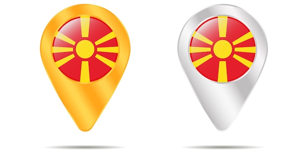 Mapa De Pinos Com Bandeira Da Macedônia Do Norte Em Um Fundo Branco Ilustração Vetorial 6791