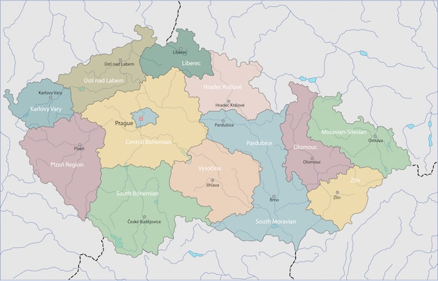 Mapa, de, república tcheca | Vetor Premium