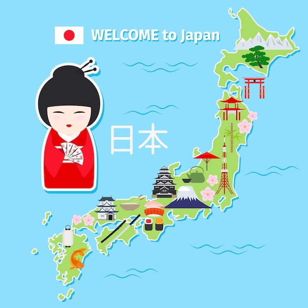 Mapa de viagem do japão | Vetor Premium