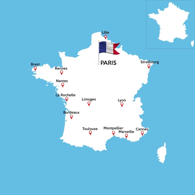 Mapa detalhado da frança | Vetor Premium