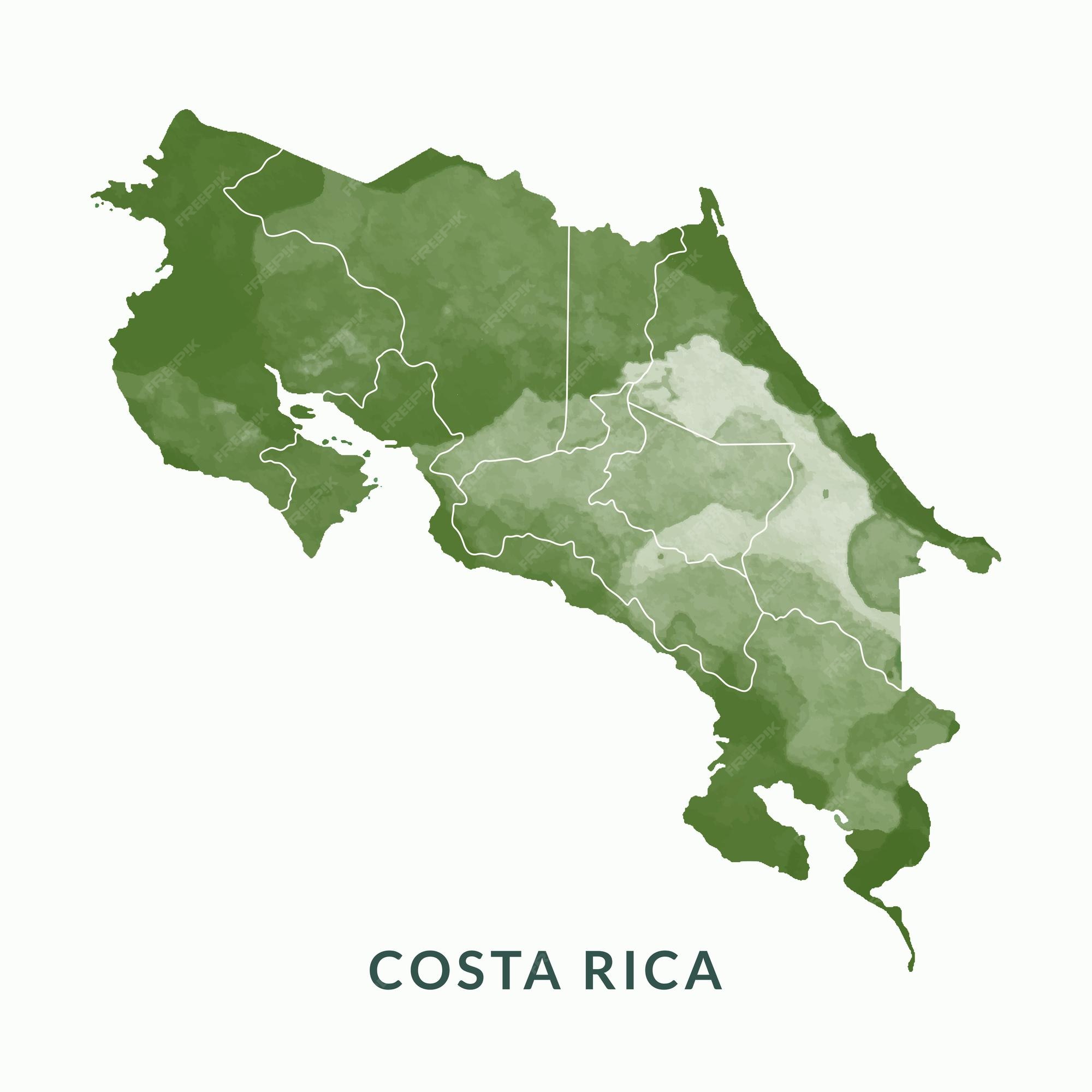 Mapas Da Ilustração Vetorial De Estilo Aquarela Da Costa Rica Vetor Premium 3019