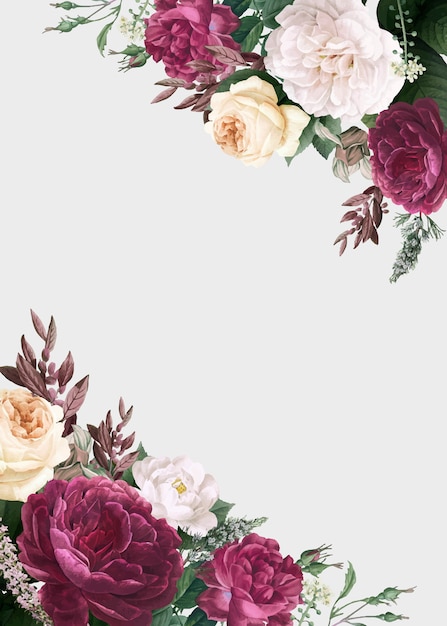 Maquete de convite de casamento design floral | Vetor Grátis