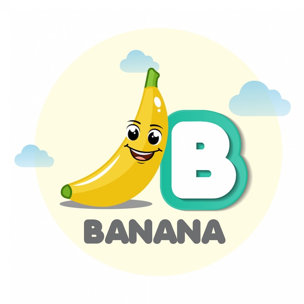 Mascote De Banana Com Letra B | Vetor Premium