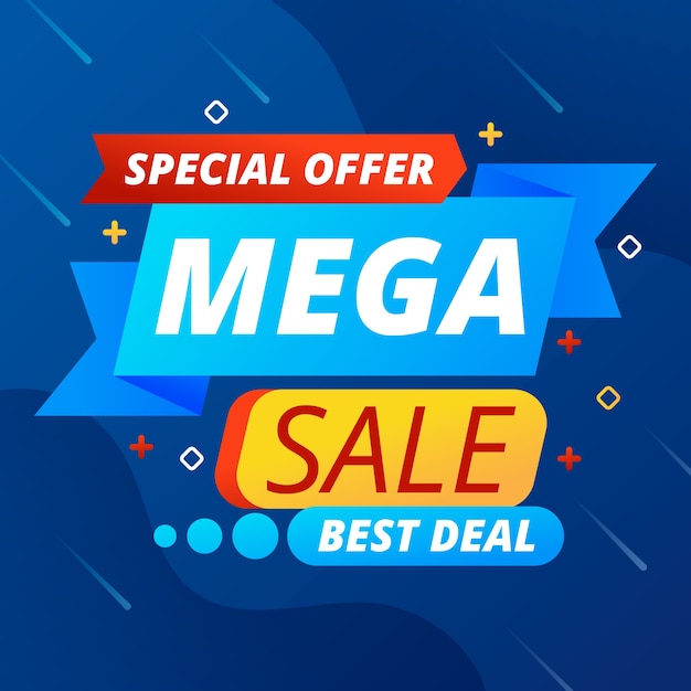 Mega Mega Promoção Banner De Venda Vetor Grátis 2091