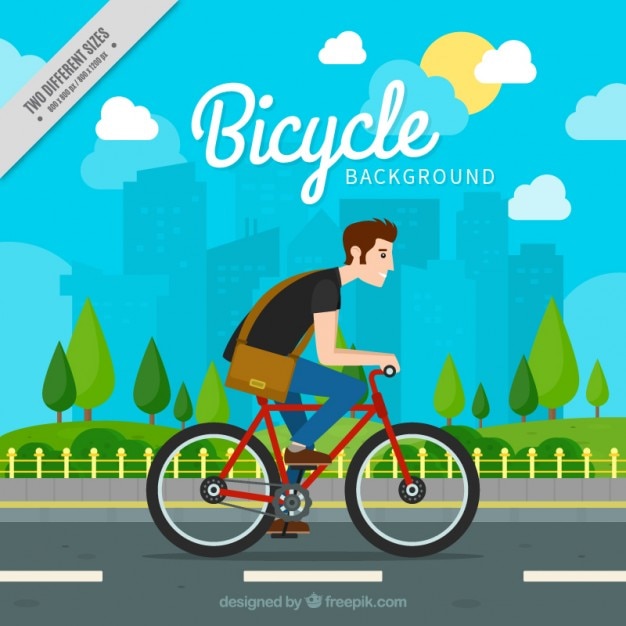 Menino com seu fundo de bicicletas Vetor grátis