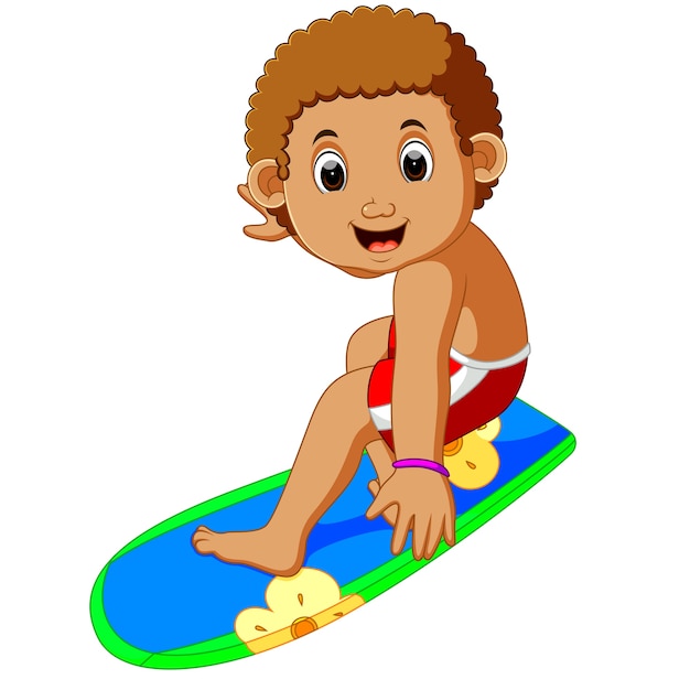 Menino De Surfista Dos Desenhos Animados Vetor Premium 7515