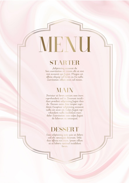 Menu design com design elegante de mármore rosa Vetor grátis
