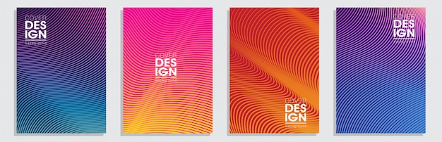 Mínimo abrange design. conjunto de fundo colorido gradientes de meio-tom Vetor Premium