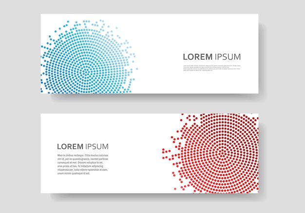 Modelo de banner com design de círculo de vetor abstrato de cor. textura de meio-tom Vetor Premium