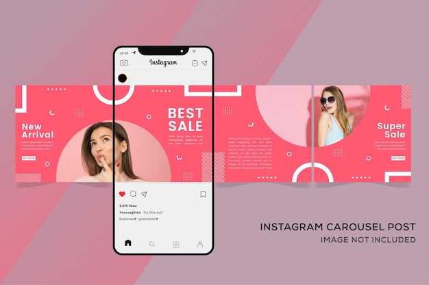Modelo de banner de carrossel instagram para premium de venda de moda em mídia social | Vetor Premium