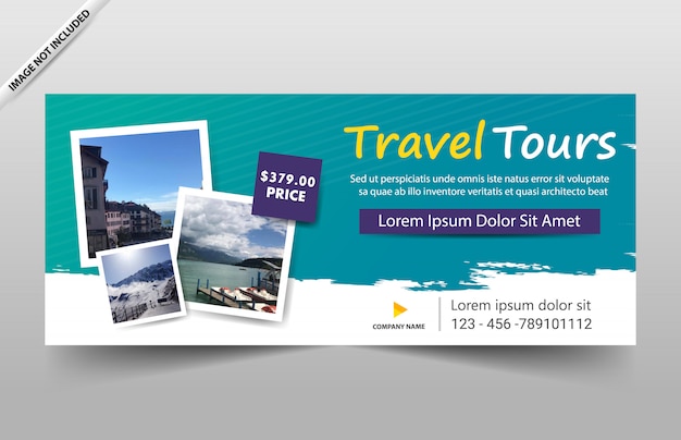 Modelo de banner de passeio turístico para site e comprovante Vetor Premium