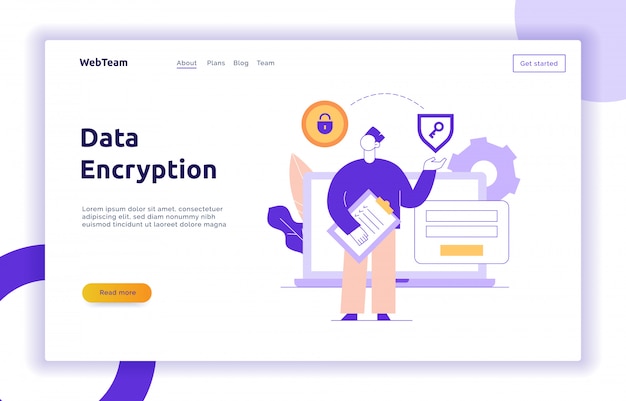 Modelo de banner on-line de criptografia de dados vetoriais web page Vetor Premium