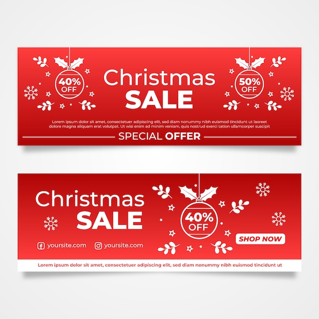 Modelo de banners de venda de natal de design plano Vetor grátis