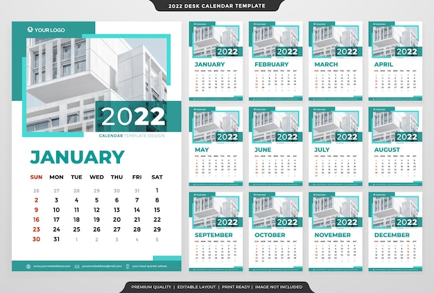 Modelo De Calendário Minimalista 2022 Layout Vetor Premium Vetor Premium 7709