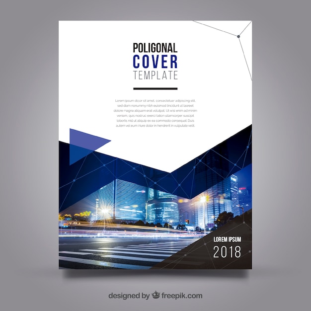 Modelo de capa com estilo poligonal e edifícios Vetor grátis Modelo de capa com estilo poligonal e edifícios Vetor grátis