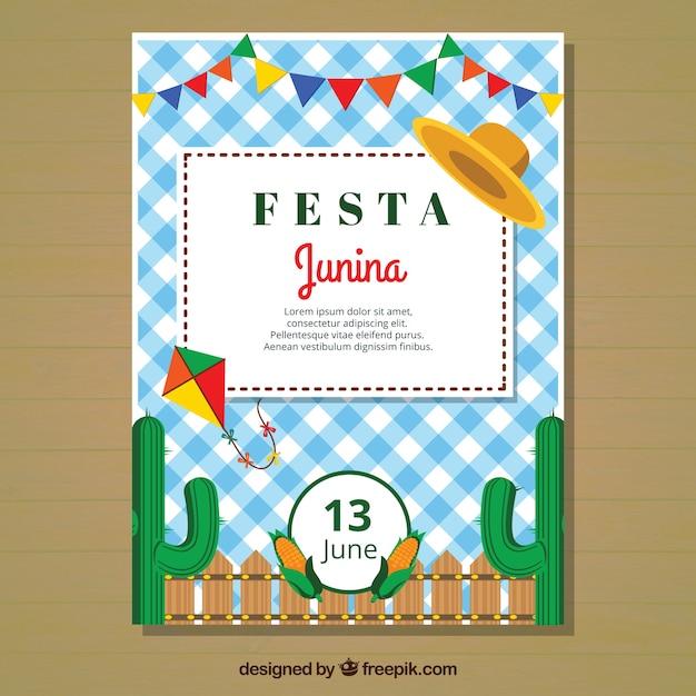 Modelo de capa de junina de festa plana | Baixar vetores ...