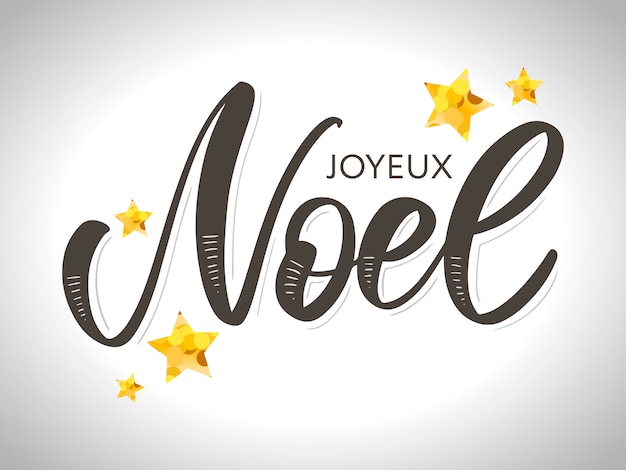 Modelo de cartão de feliz natal com saudações em língua francesa. joyeux noel. ilustração Vetor Premium