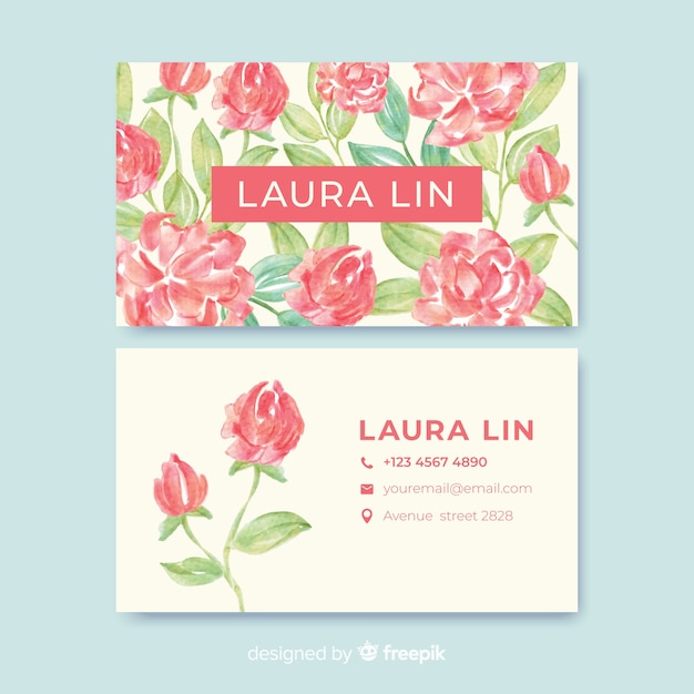 Modelo de cartão de visita - aquarela floral Vetor grátis