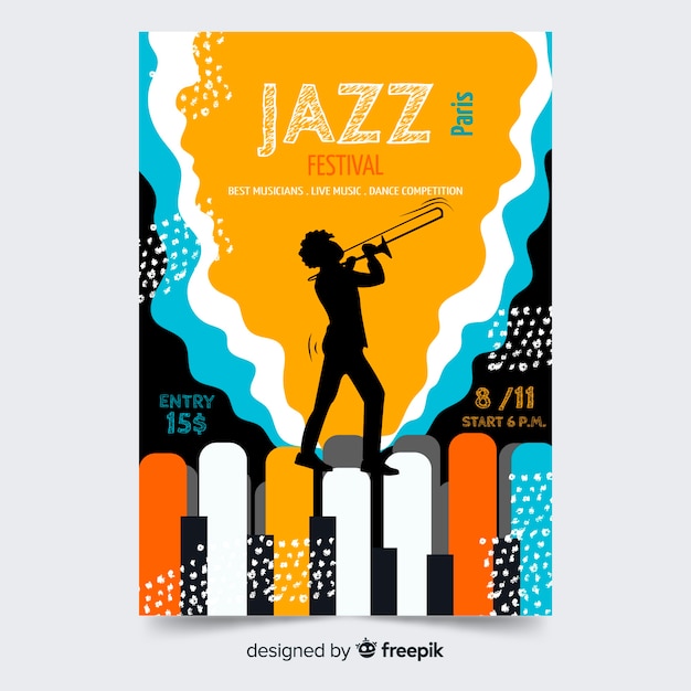 Modelo de cartaz abstrato música jazz Vetor Grátis