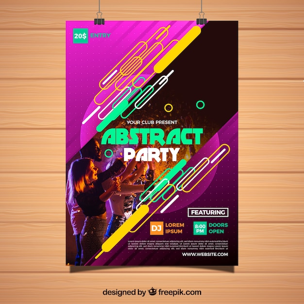 Modelo de cartaz de festa com design abstrato | Vetor Grátis