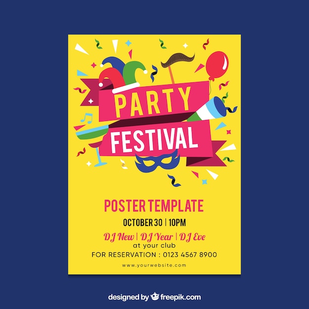 Modelo de cartaz de festa com design plano | Vetor Grátis