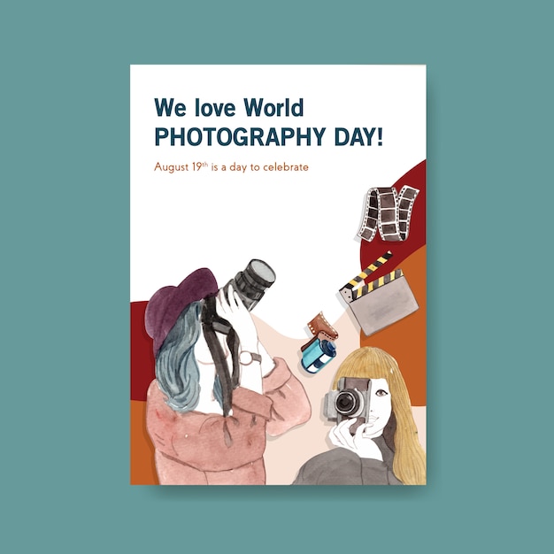 Modelo De Cartaz Para O Dia Mundial Da Fotografia Vetor Gratis
