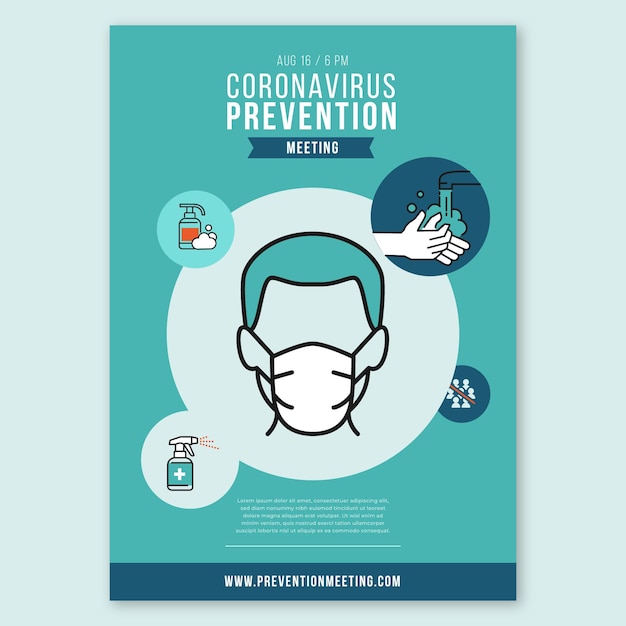 Modelo de cartaz para prevenção de coronavírus | Vetor Grátis