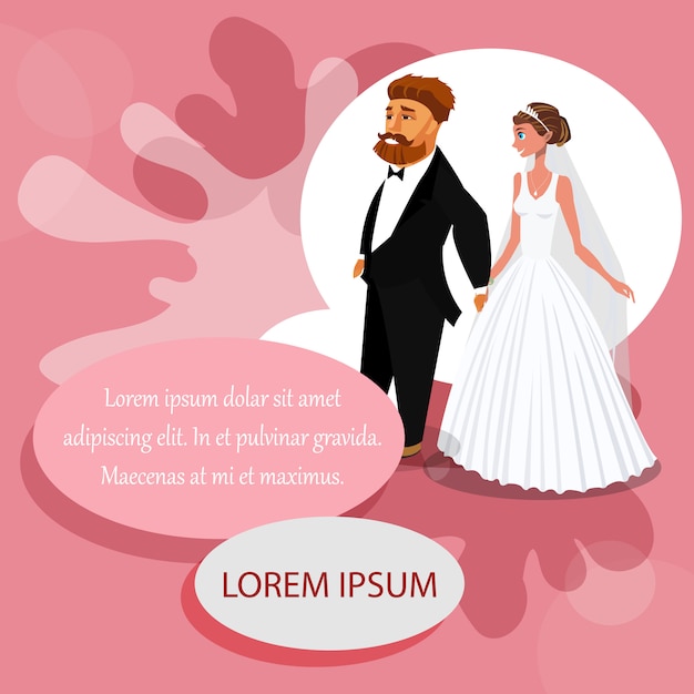 Modelo de cor de convite de casamento com espaço de texto. Vetor Premium