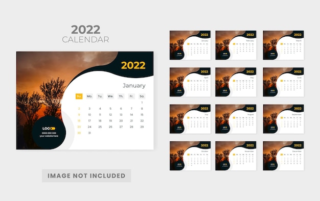 Modelo De Design De Calendário De Mesa Abstrato 2022 Vetor Premium 5952