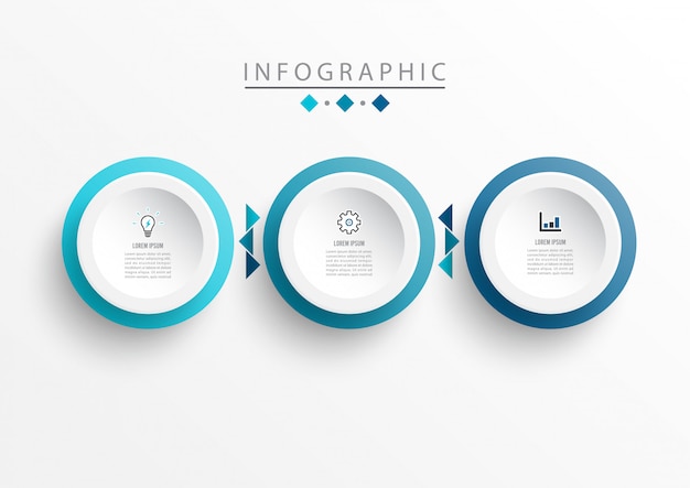 Modelo de design de rótulo infográfico com ícones e 3 opções ou etapas. Vetor Premium