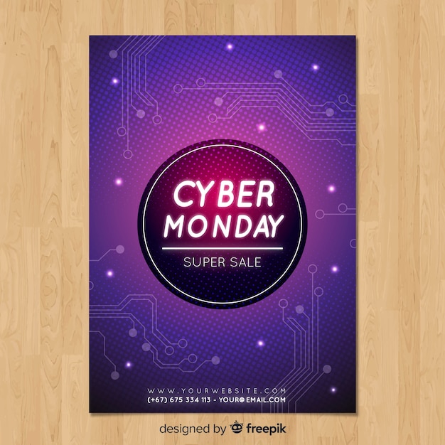 Modelo de folheto cyber segunda-feira com design plano Vetor grátis