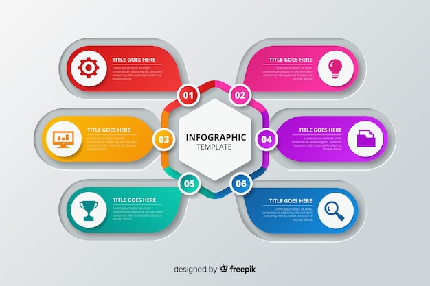 Modelo de infográfico colorido passo Vetor Grátis