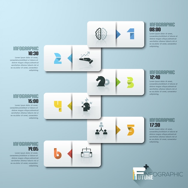 Modelo de infográfico de estilo minimalista de design moderno com números Vetor Premium