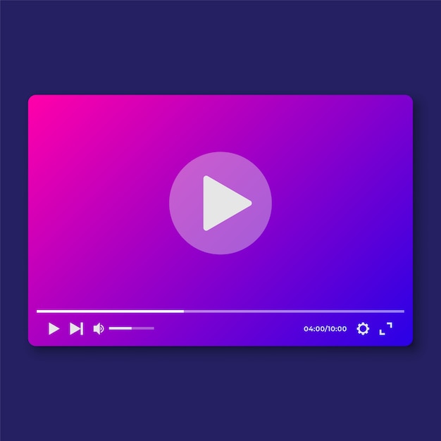 Modelo de interface de vídeo player moderno para nós e aplicativos moile Vetor Premium