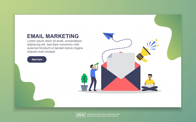 Modelo de landing page de email marketing. conceito moderno design plano de design de página da web para o site e site móvel Vetor Premium