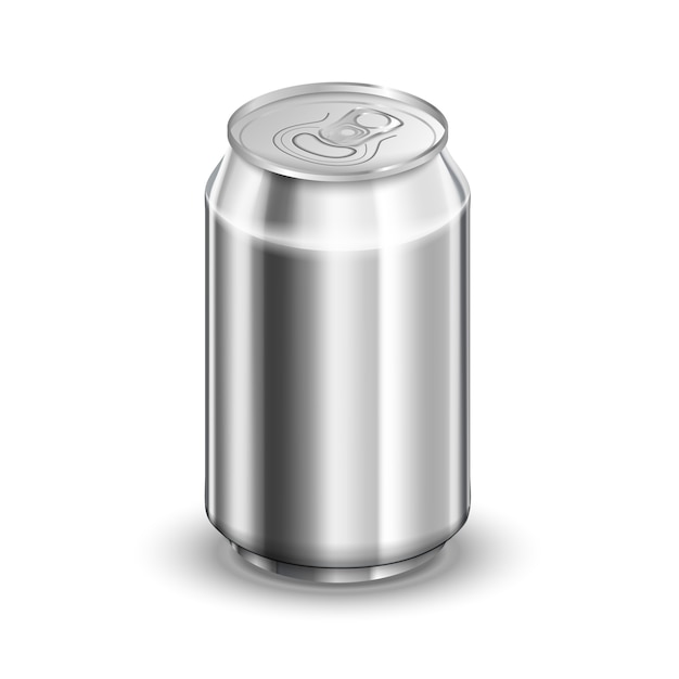Download Modelo de lata, refrigerante ou cerveja de alumínio brilhante em branco | Vetor Premium