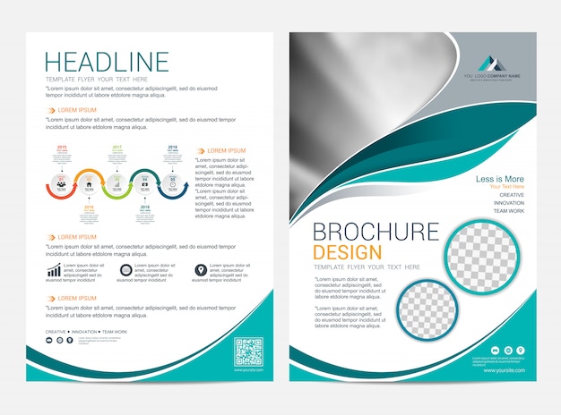 Modelo de layout de folheto, folheto flyer capa projeto fundo Vetor Premium
