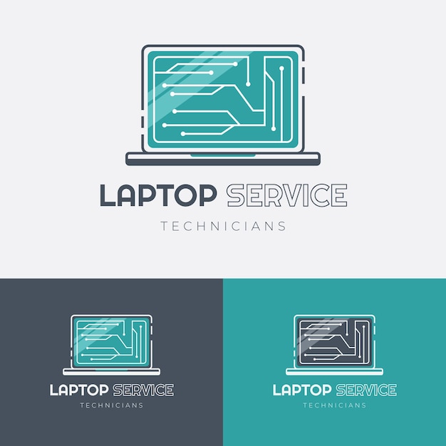 Modelo De Logotipo De Laptop Plano Vetor Premium