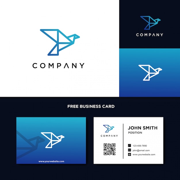 Modelo de logotipo de origami de pássaro Vetor Premium
