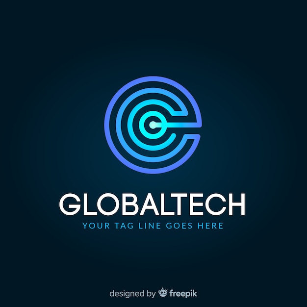 Modelo de logotipo de tecnologia com formas abstratas Vetor grátis