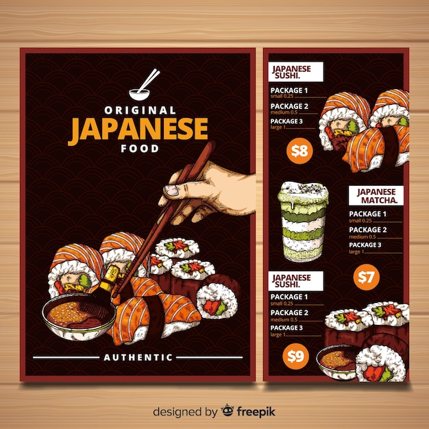 Modelo de menu japonês Vetor Grátis