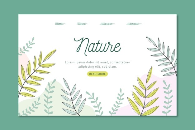 Modelo de página de destino de natureza desenhada de mão Vetor grátis