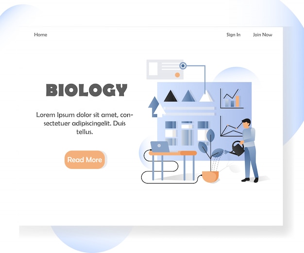 Modelo de página de destino de site de biologia Vetor Premium