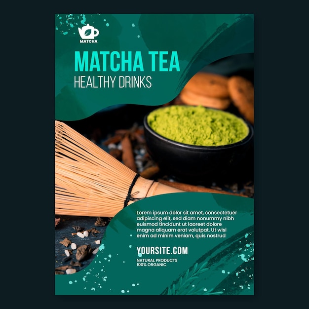 Modelo De Panfleto De Chá Matcha Com Foto Vetor Grátis 5150