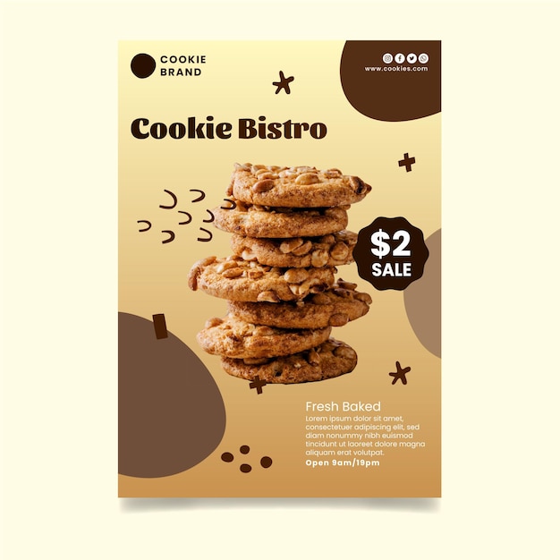 Modelo de panfleto de cookies deliciosos Vetor Grátis