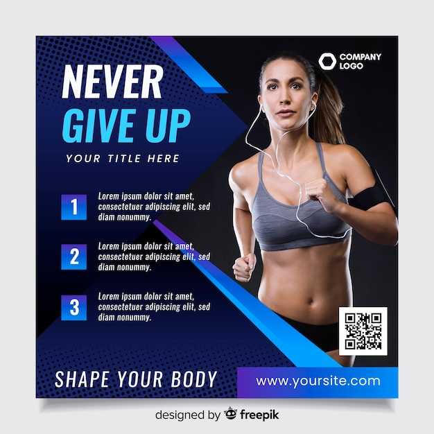 Modelo de panfleto de esporte com código qr Vetor grátis